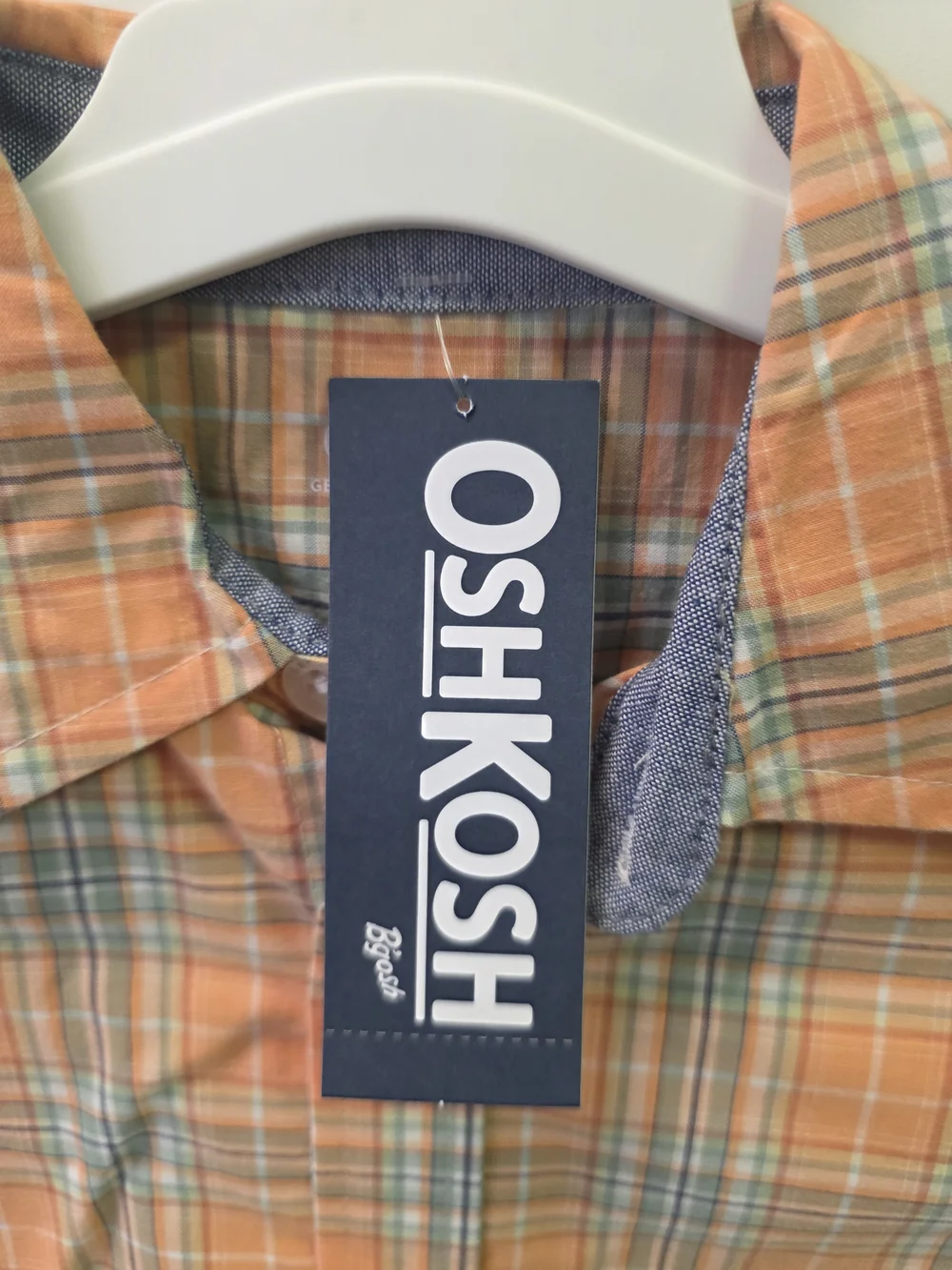 OshKosh B'gosh Orange Plaid Short-Sleeve Button-Down Shirt